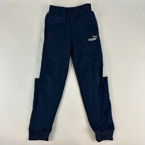 Puma Jogger Pants Boys Small 7/8 Blue White Pockets